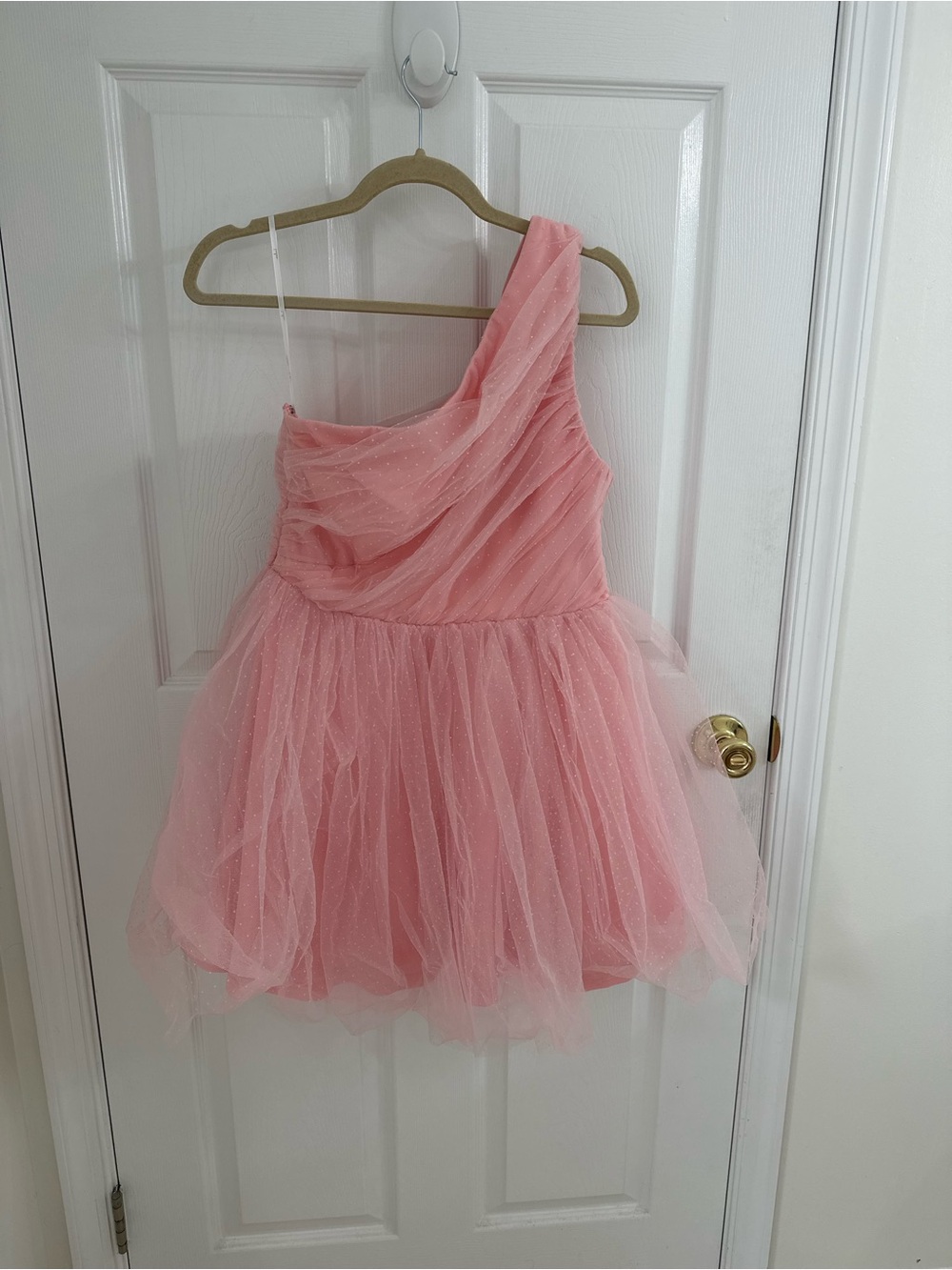 Lulu's Pink One-Shoulder Tulle Mini Dress